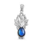 Royal Bali Collection - Labradorite Pendant Nine Tailed Fox Sterling Silver 6.50 Ct