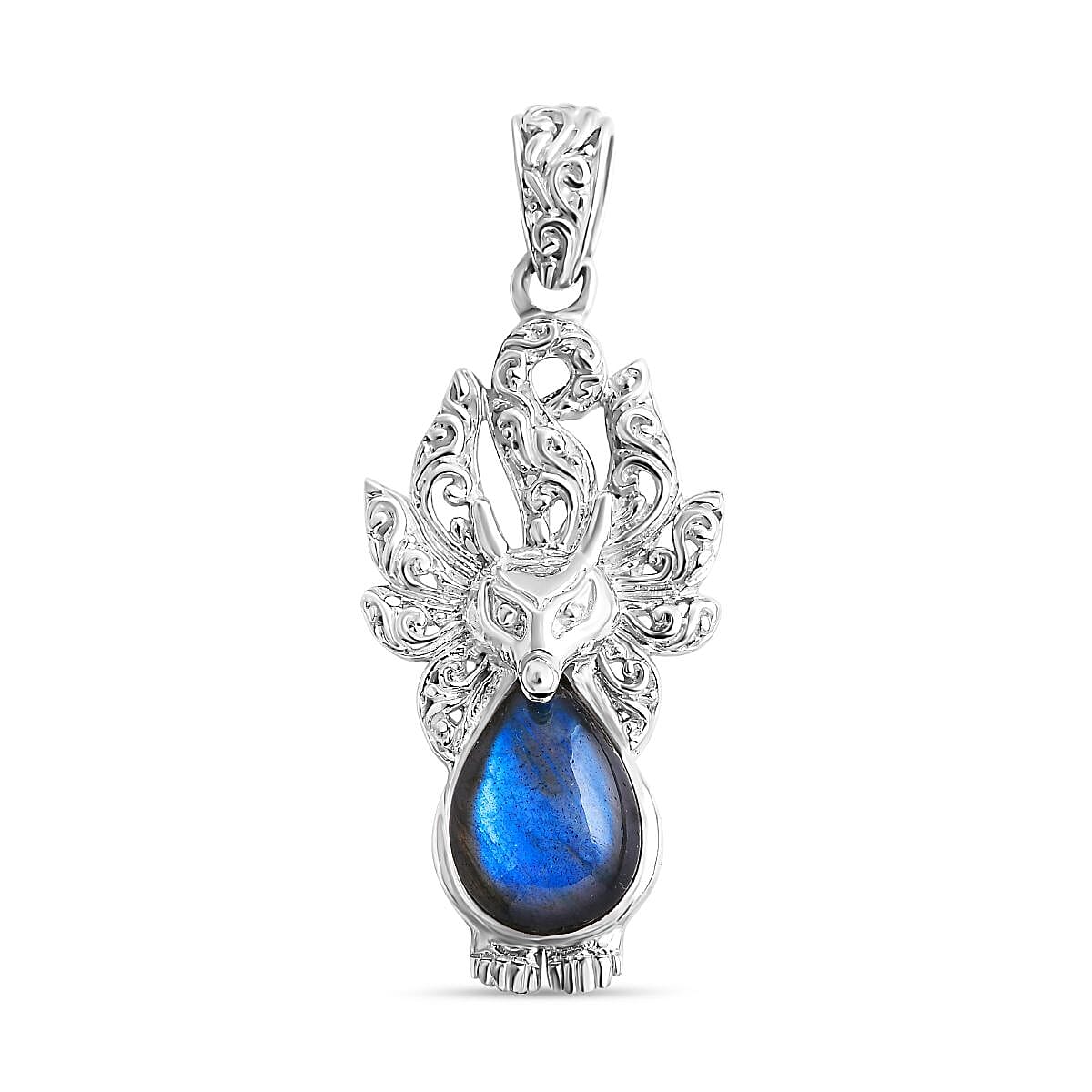 Labradorite Kitsune Solitaire Pendant in Sterling Silver 6.50 ct. 7844452 0