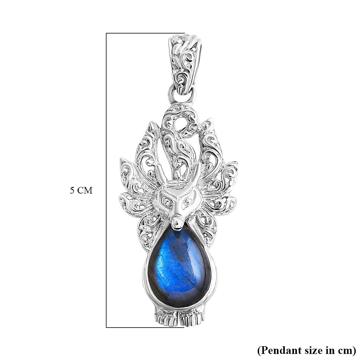 Labradorite Kitsune Solitaire Pendant in Sterling Silver 6.50 ct. 7844452 6