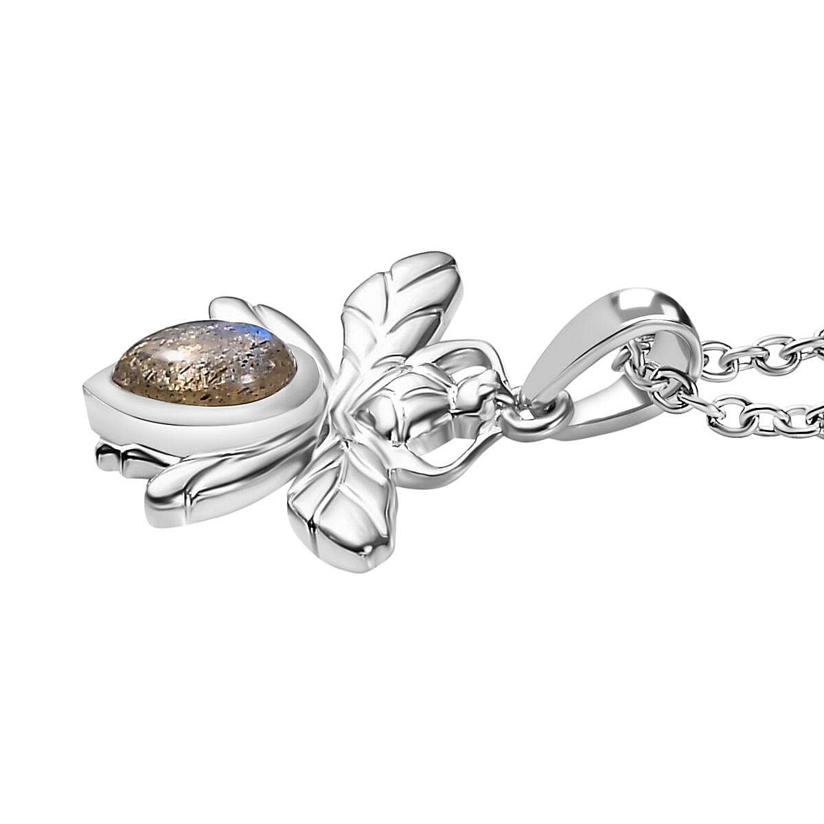 Labradorite Dragon Fly Solitaire Sterling Silver Pendant with Chain (Size 20) 4291082 5