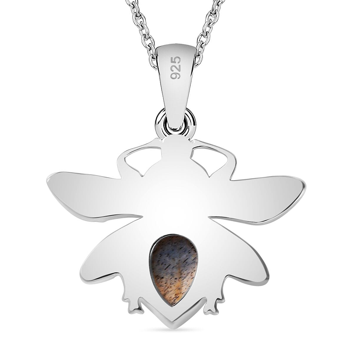 Labradorite Dragon Fly Solitaire Sterling Silver Pendant with Chain (Size 20) 4291082 6