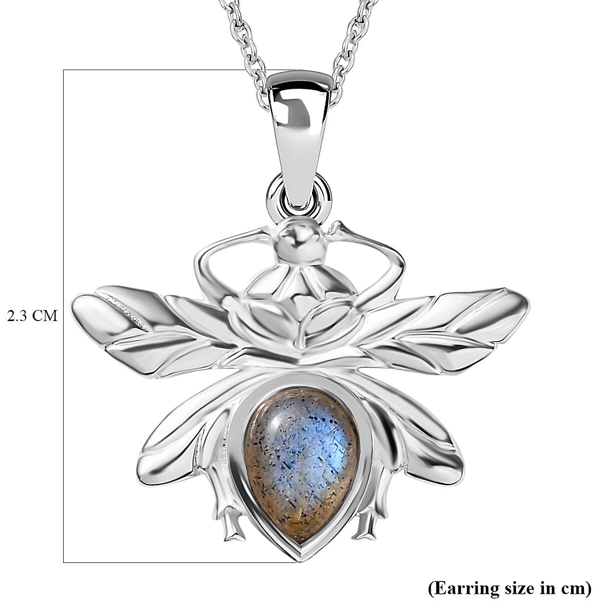 Labradorite Dragon Fly Solitaire Sterling Silver Pendant with Chain (Size 20) 4291082 7