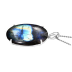 Rare Size AAA Labradorite Sterling Silver Necklace (Size 20) 85.00 Ct