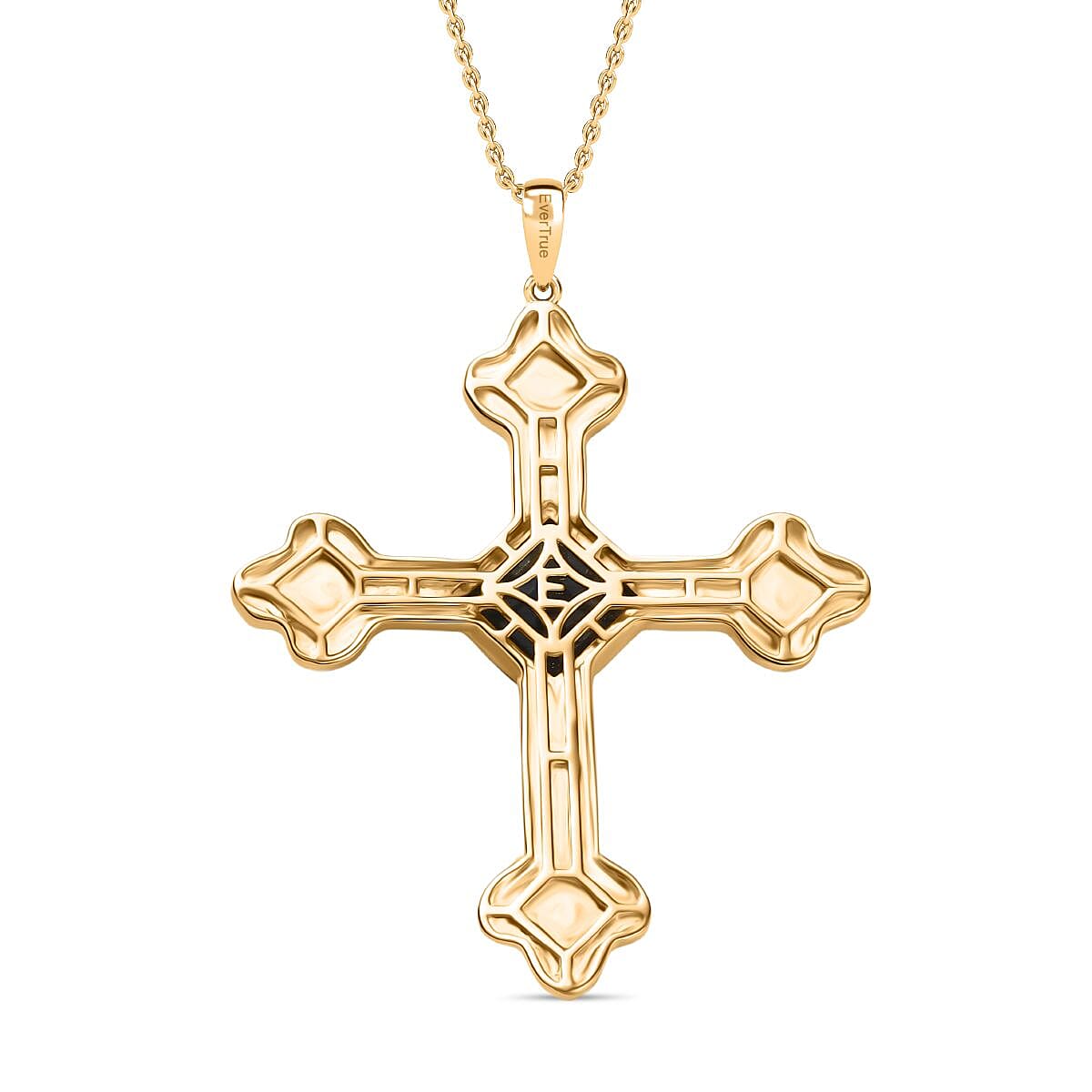 Labradorite Cross Pendant with Chain (Size 20) in Yellow Gold Plated 5.93 Ct. 4416442 4