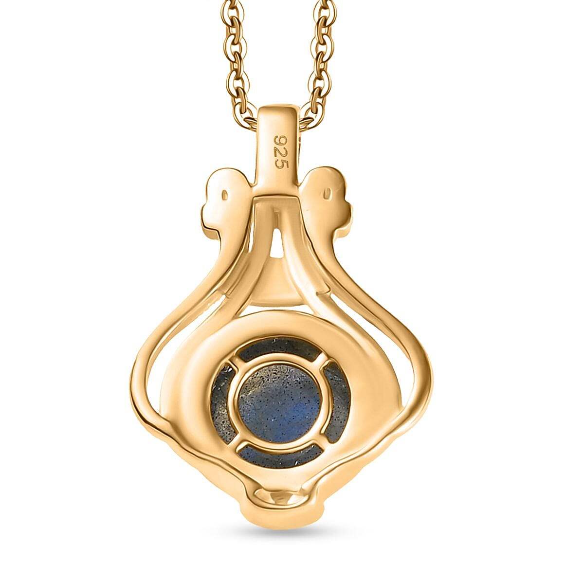D'joy AAA Natural Labradorite Pendant with Chain (Size 20) in 18K Vermeil Yellow Gold Plating Sterling Silver 2.17 Ct. 4391428 5
