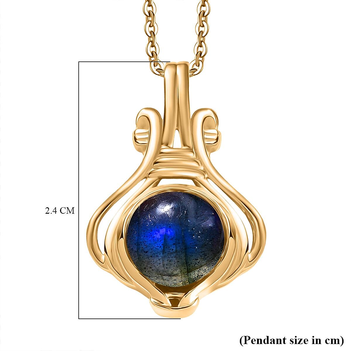 D'joy AAA Natural Labradorite Pendant with Chain (Size 20) in 18K Vermeil Yellow Gold Plating Sterling Silver 2.17 Ct. 4391428 6