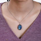 Labradorite Pendant with Chain (Size 20) in Platinum Overlay Sterling Silver 25.00 Ct