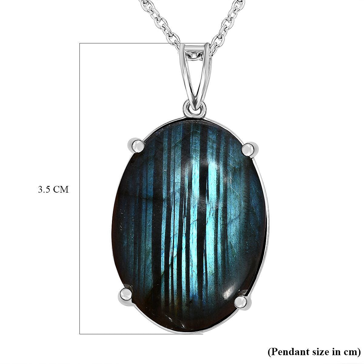 Labradorite Pendant with Chain (Size 20) in Platinum Overlay Sterling Silver 25.00 Ct 4149112 6