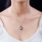 Labradorite Oval Cabochon Pendant with Chain (Size 20) 11.90 Ct.