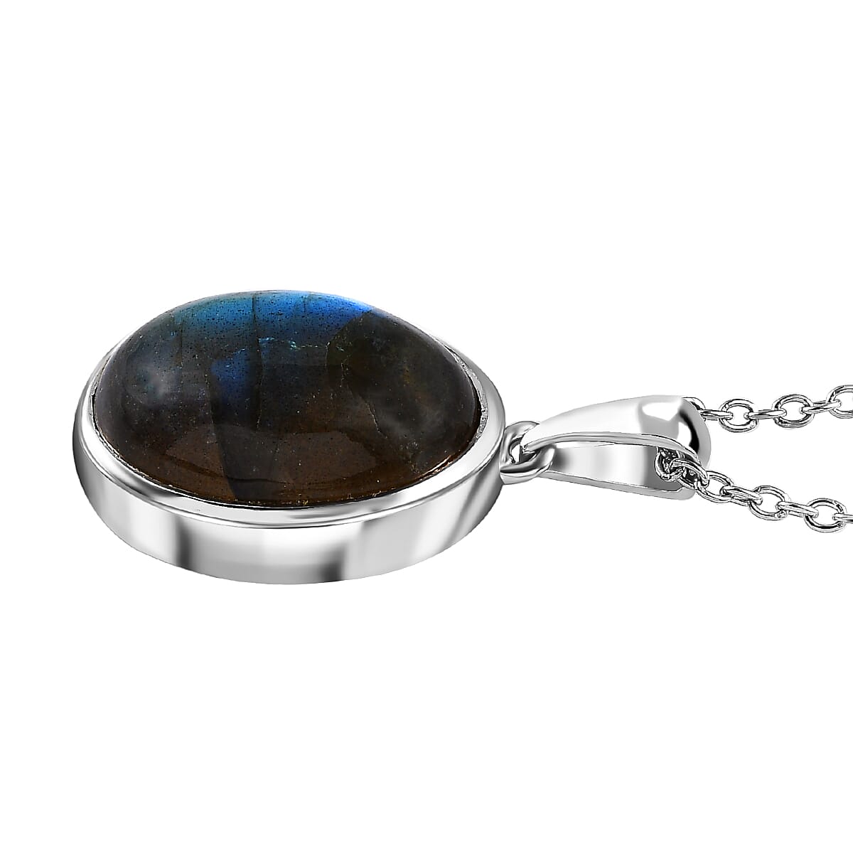 Labradorite Oval Cabochon Pendant with Chain (Size 20) 11.90 Ct. 4192673 4