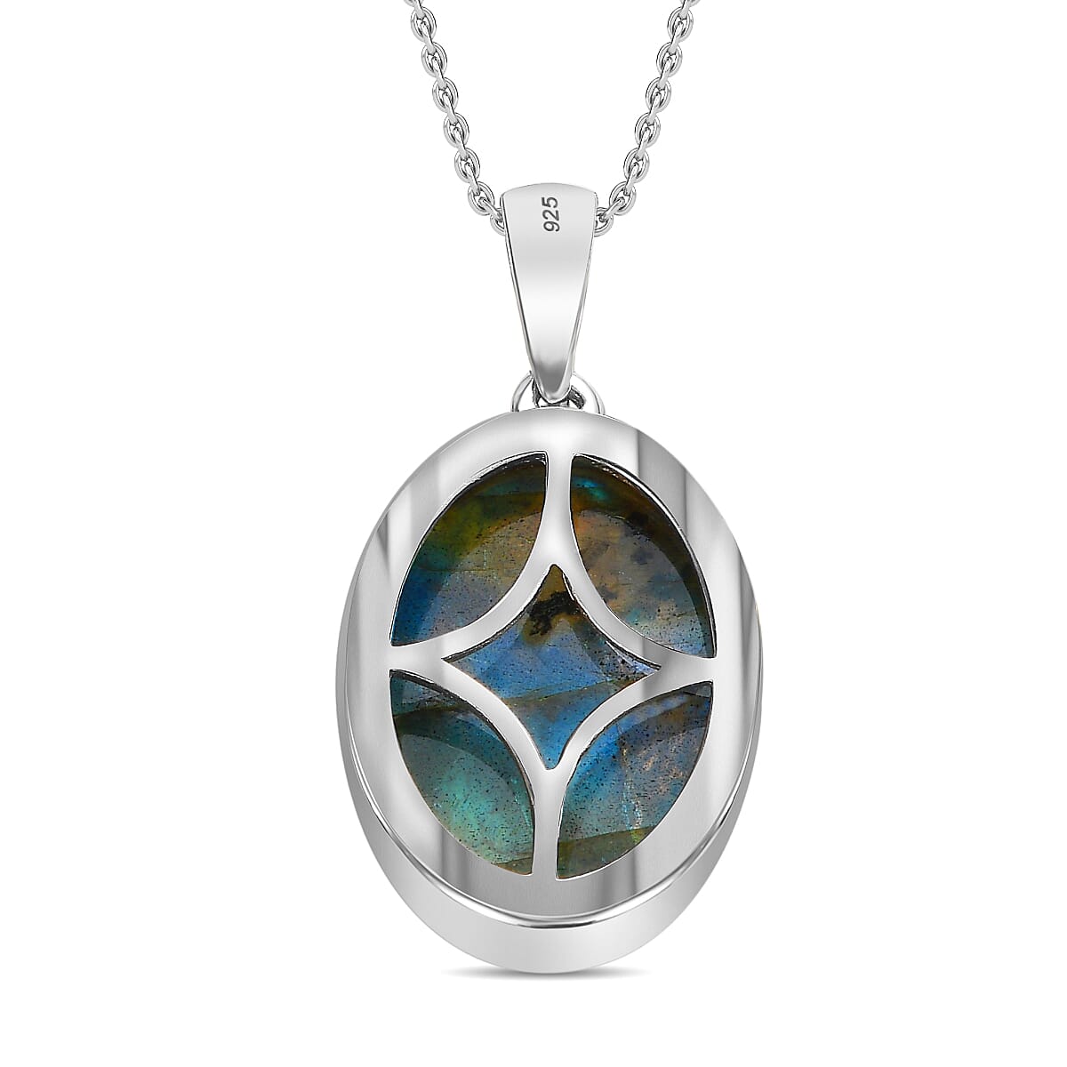Labradorite Oval Cabochon Pendant with Chain (Size 20) 11.90 Ct. 4192673 5