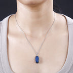 Labradorite Rhodium Overlay Sterling Silver Pendant with Chain (Size 20) in 11.10 Ct.