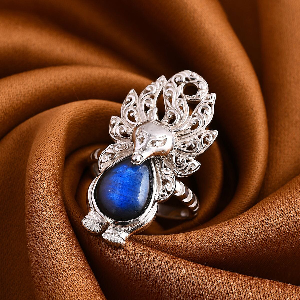 Royal Bali Collection Labradorite Kitsune Solitaire Ring in Sterling Silver 6.50 ct. 7844364 1