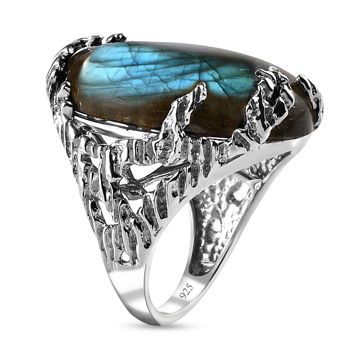 Labradorite Ring in Platinum Overlay Sterling Silver 25.45 Ct. 7199240 4