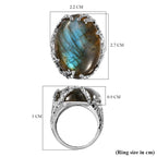 Labradorite Ring in Platinum Overlay Sterling Silver 25.45 Ct.