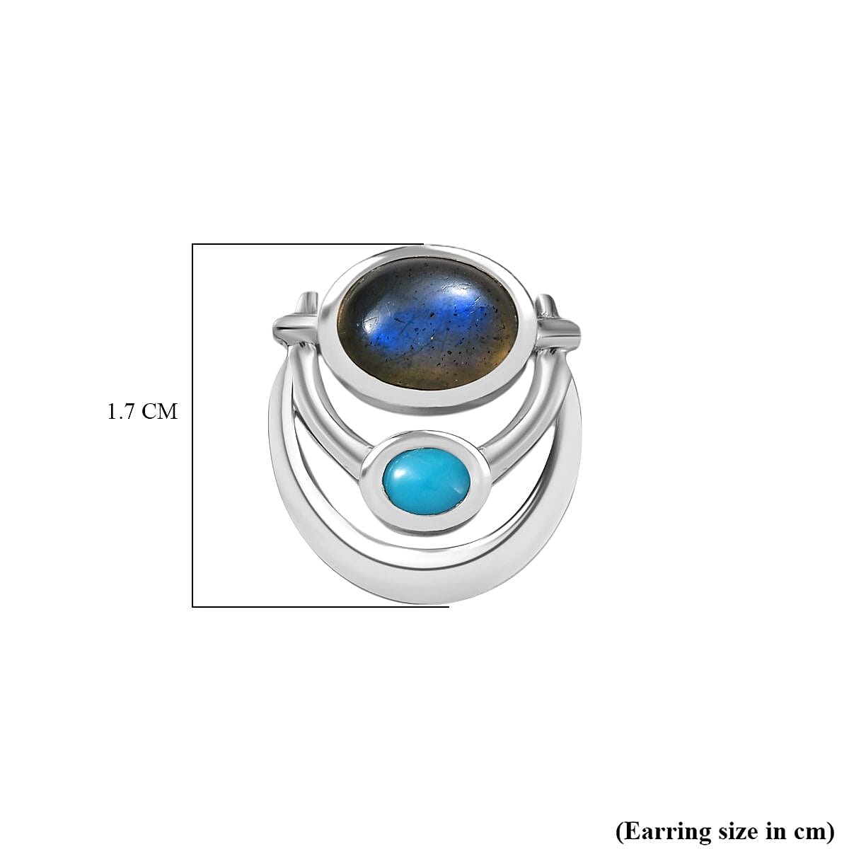 D'joy AAA Natural Labradorite &amp; Sleeping Beauty Turquoise Solitaire Stud Push Post Earring in Rhodium Overlay Sterling Silver 2.98 Ct. 8172251 6