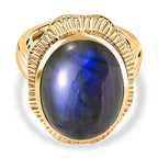 Labradorite Solitaire Ring Pure Yellow Brass  12.035  Ct.