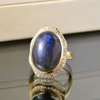 Labradorite Solitaire Ring Pure Yellow Brass  12.035  Ct.