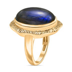 Labradorite Solitaire Ring Pure Yellow Brass  12.035  Ct.