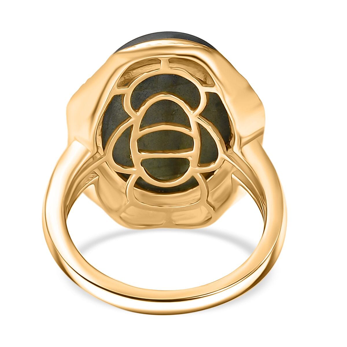 AAA Natural Labradorite Solitaire Ring in Yellow Gold Plating 12.03 Ct. 8172325 5