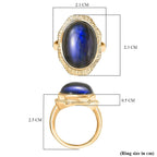Labradorite Solitaire Ring Pure Yellow Brass  12.035  Ct.