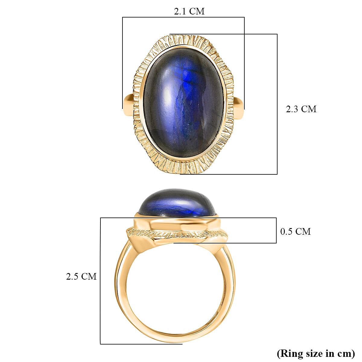 AAA Natural Labradorite Solitaire Ring in Yellow Gold Plating 12.03 Ct. 8172325 6