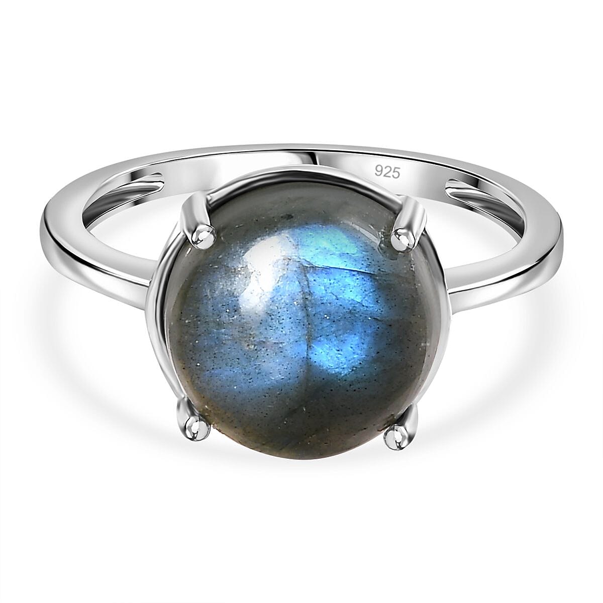 Labradorite Solitaire Ring in Platinum Overlay Sterling Silver 4.20 Ct 7706158 0