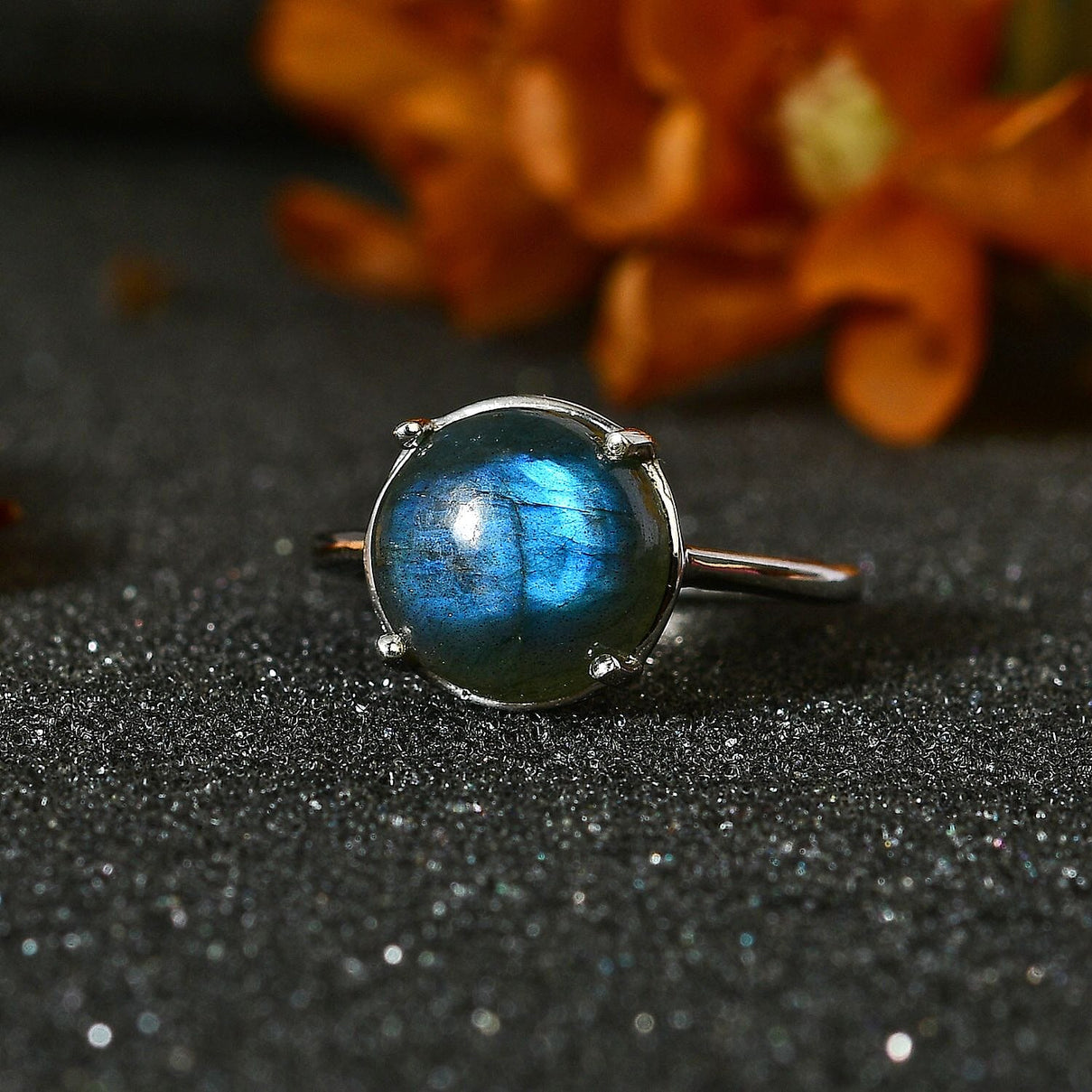 Labradorite Solitaire Ring in Platinum Overlay Sterling Silver 4.20 Ct 7706158 2