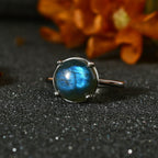 Labradorite Solitaire Ring in Platinum Overlay Sterling Silver 4.20 Ct