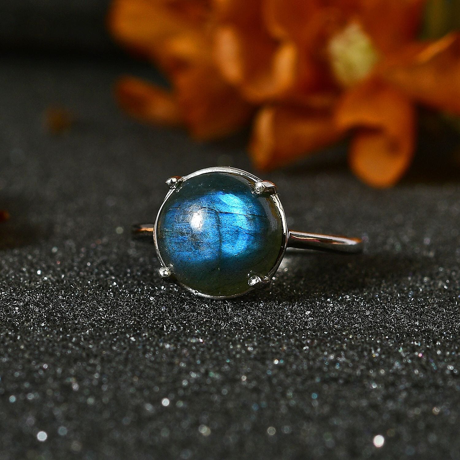 Labradorite Solitaire Ring in Platinum Overlay Sterling Silver 4.20 Ct 7706158 2