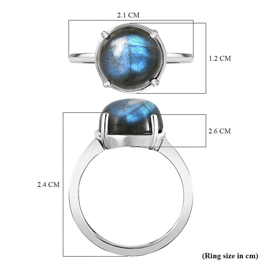 Labradorite Solitaire Ring in Platinum Overlay Sterling Silver 4.20 Ct