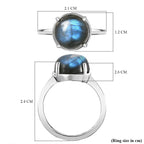 Labradorite Solitaire Ring in Platinum Overlay Sterling Silver 4.20 Ct