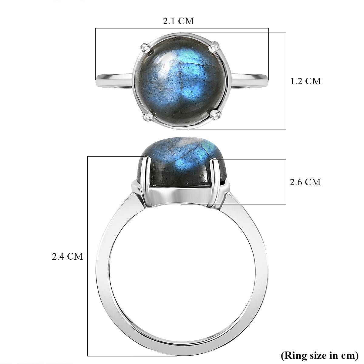 Labradorite Solitaire Ring in Platinum Overlay Sterling Silver 4.20 Ct 7706158 6