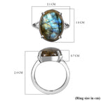 Labradorite Solitaire Ring in Platinum Overlay Sterling Silver 9.85 Ct