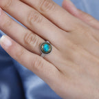 Labradorite Solitaire Ring in Rhodium Sterling Silver 4.50 Ct.