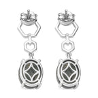 D'joy AAA Natural Labradorite Solitaire Stud Push Post Earring in Rhodium Overlay Sterling Silver 7.94 Ct.