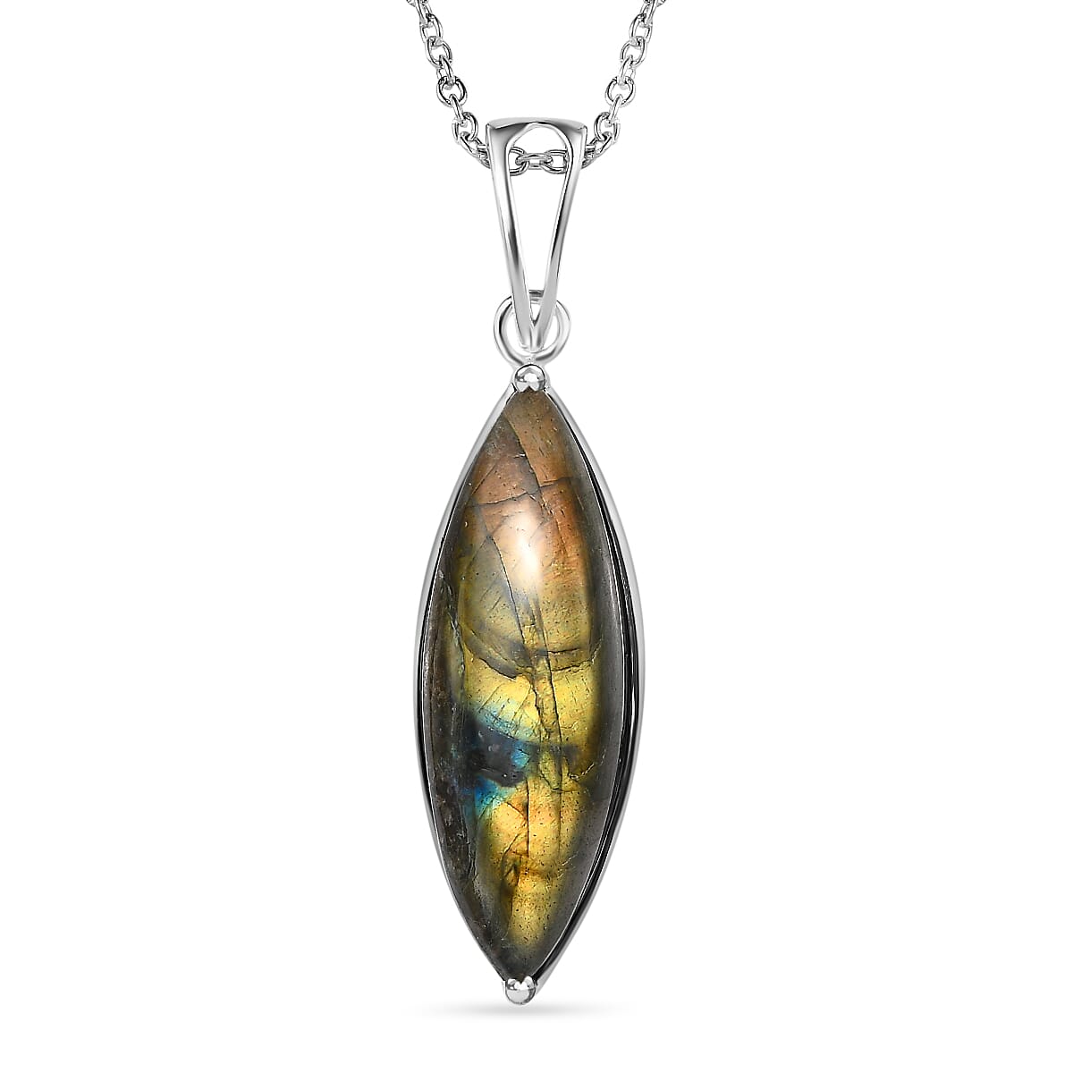Labradorite Sterling Silver Pendant with Chain (Size 20) 15.54 Ct. 4180091 0