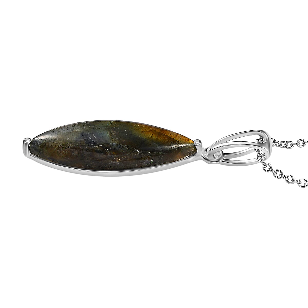 Labradorite Sterling Silver Pendant with Chain (Size 20) 15.54 Ct. 4180091 4