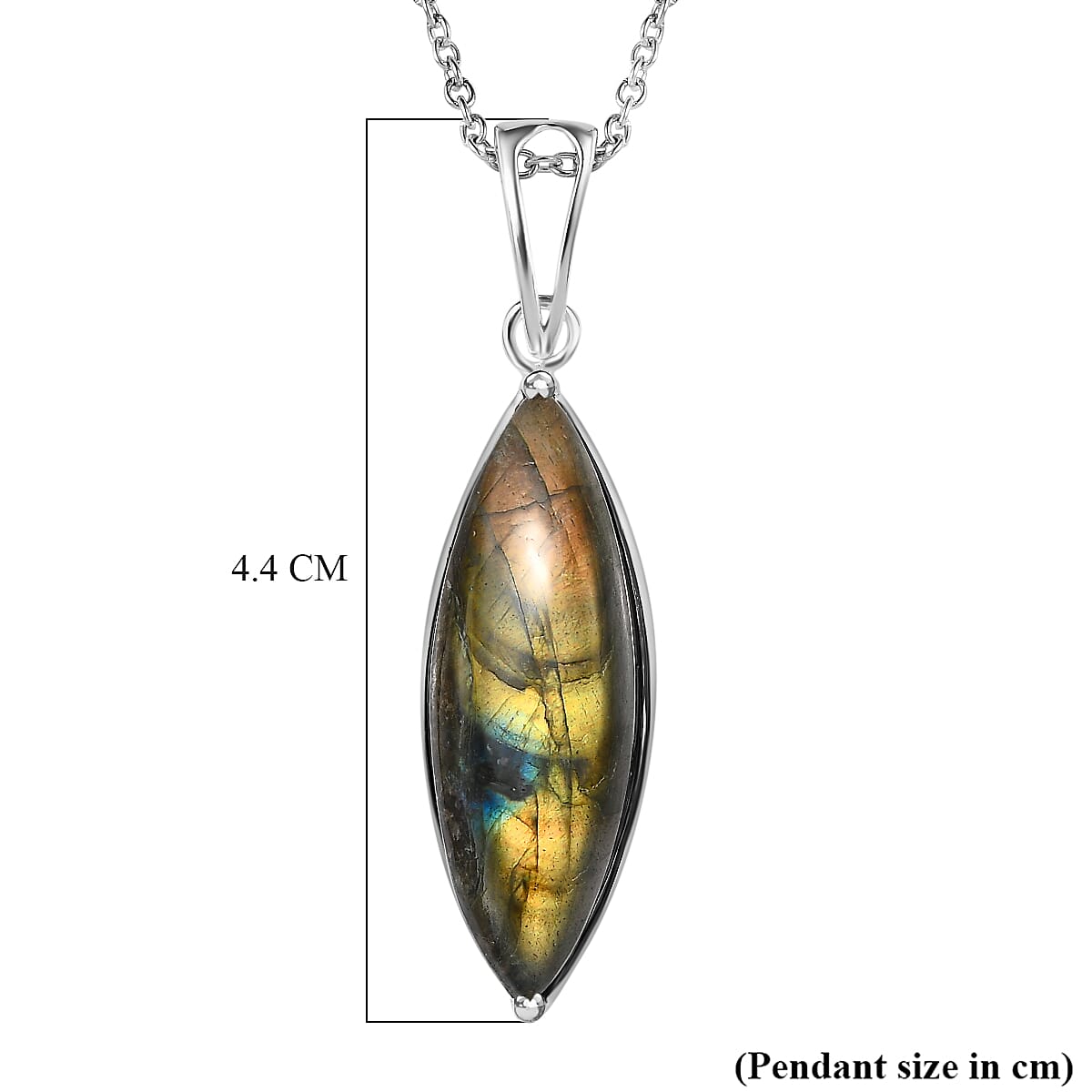 Labradorite Sterling Silver Pendant with Chain (Size 20) 15.54 Ct. 4180091 6