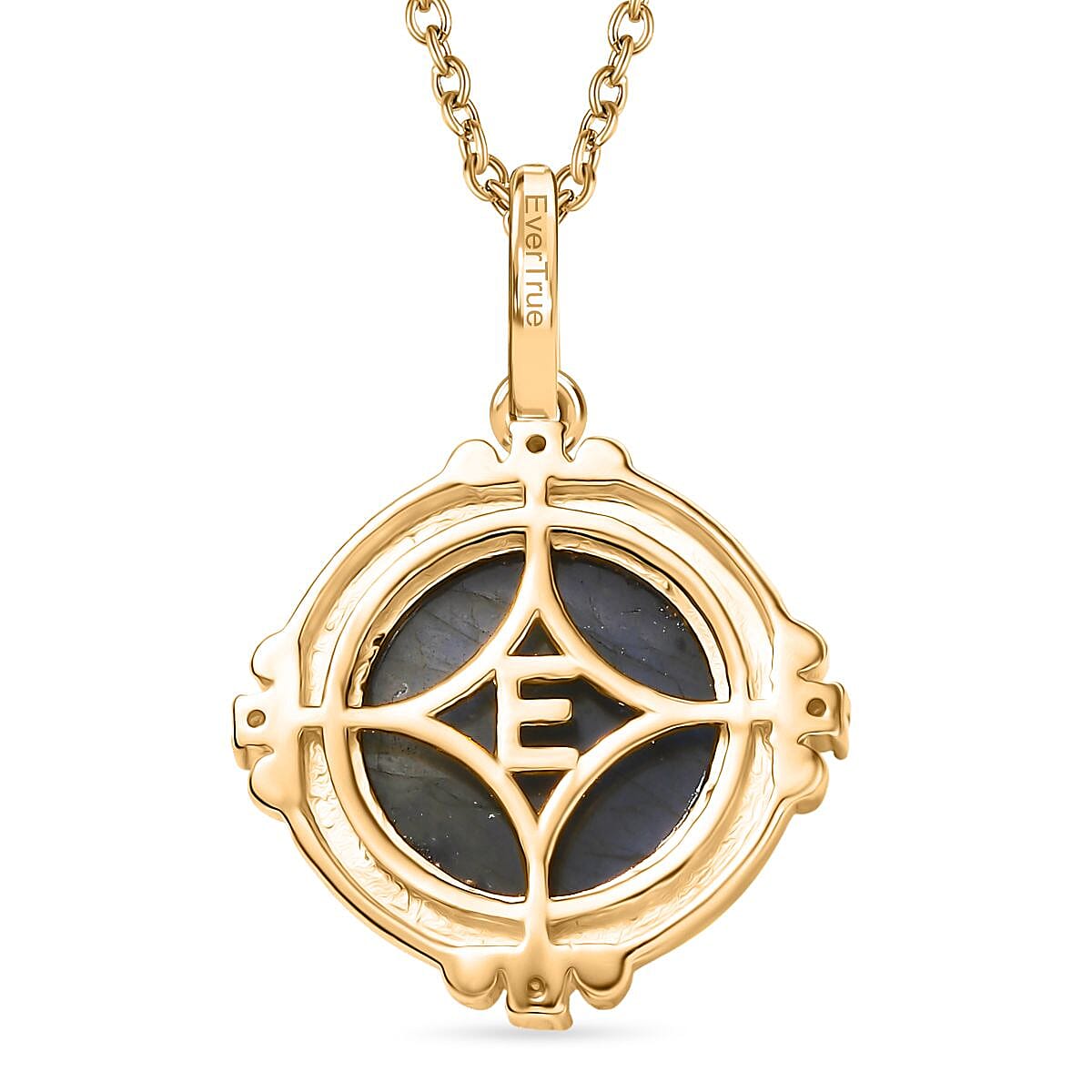 Labradorite &amp; White Zircon Pendant with Chain (Size 20) in Yellow Gold Plated 9.84 Ct. 4420702 5