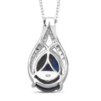 D'joy AAA Natural Labradorite & White Zircon Pendant with Chain (Size 20) in Rhodium Overlay Sterling Silver 3.50 Ct.