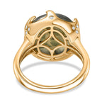 AAA Natural Labradorite & White Zircon Solitaire Ring In Yellow Gold Plating 9.97 Ct.