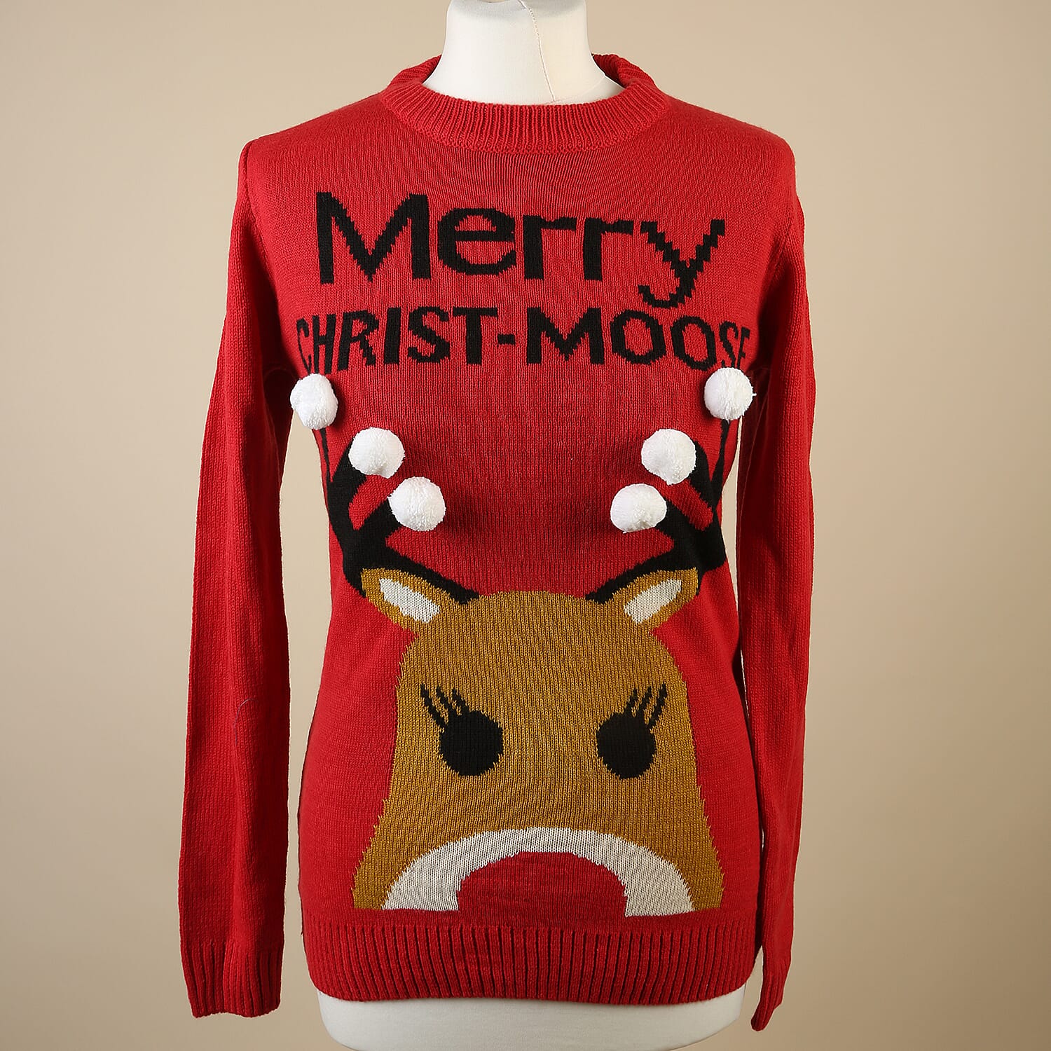 Ladies 3D Xmas Moose Jumper - Red 6017101 0
