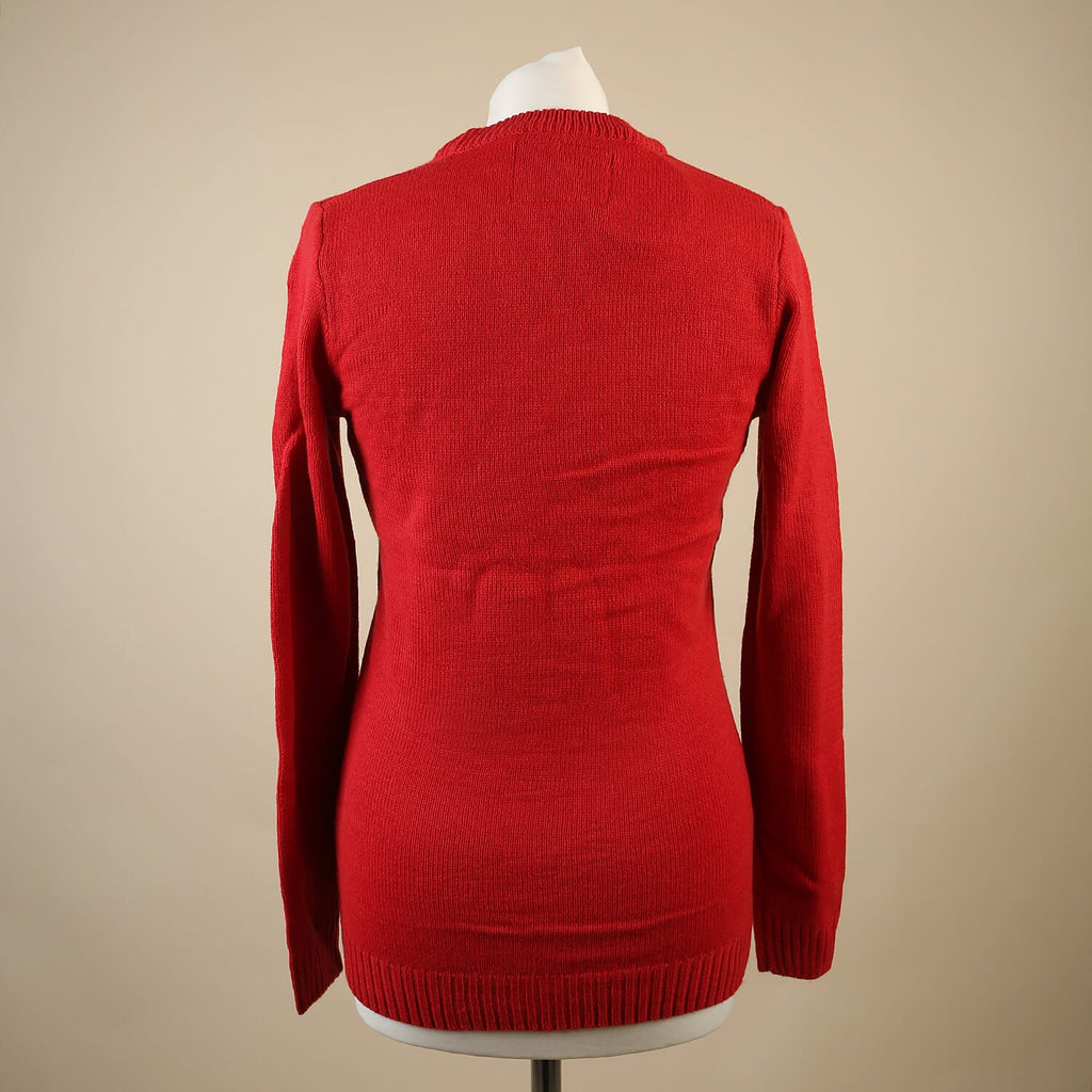 Ladies 3D Xmas Moose Jumper (Size L- 12-14) - Red