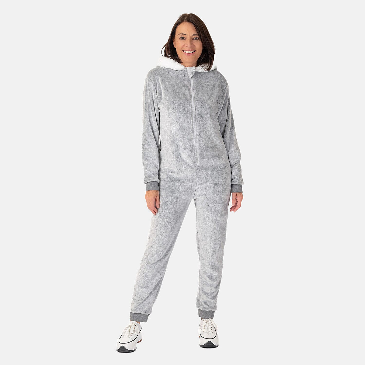 Ladies Cosy Fleece Relaxed Fit Hooded Jumpsuit 7731372 0
