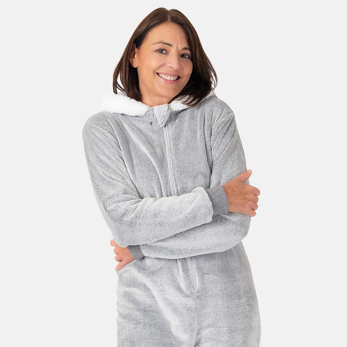Ladies Cosy Fleece Relaxed Fit Hooded Jumpsuit 7731372 2