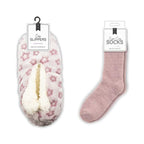 Ladies Cosy Slippers with Socks (UK Size 3-4) - Pink