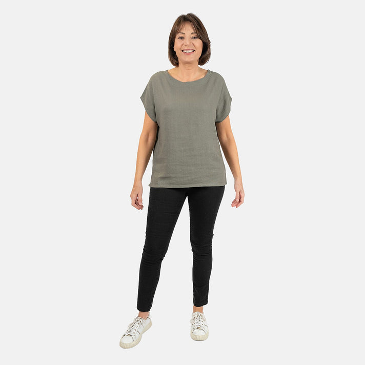 Ladies Crew Neck Linen Top 7565994 1