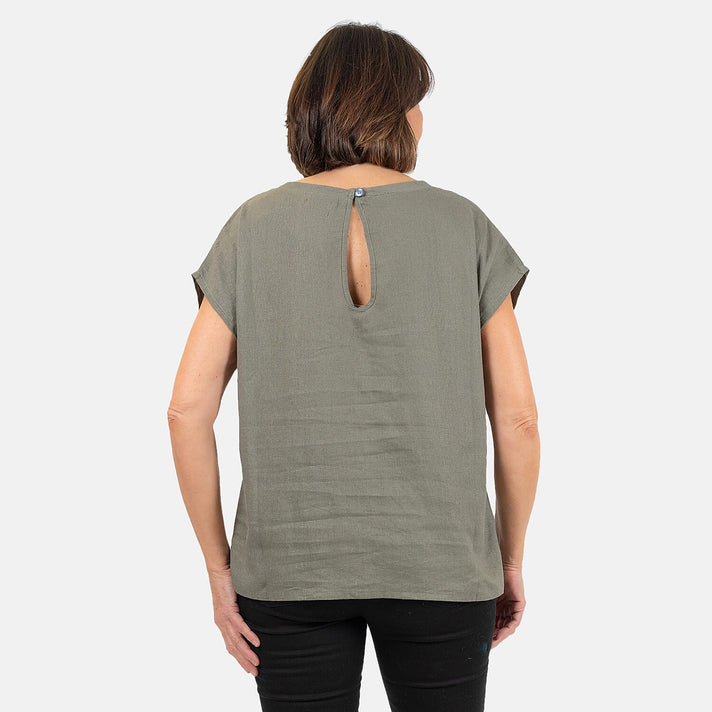 Ladies Crew Neck Linen Top 7565994 2