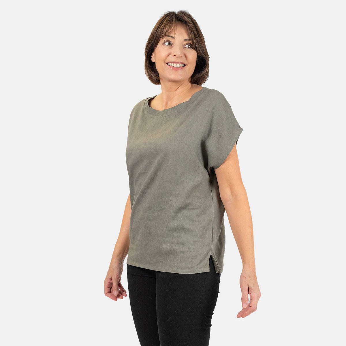 Ladies Crew Neck Linen Top V32647341 3